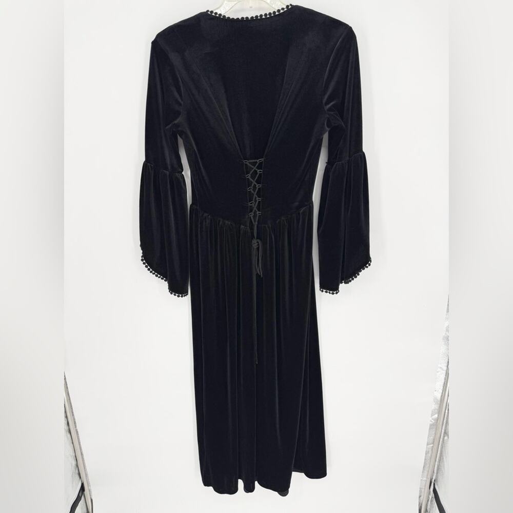 Jawbreaker Where Are My Runes Velvet Bell Sleeve Corset Back Dress Black Size L - Picture 12 of 16